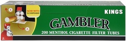 GAMBLER TUBES KING SIZE MENTHOL 200ct- SLEEVE (5pcs)